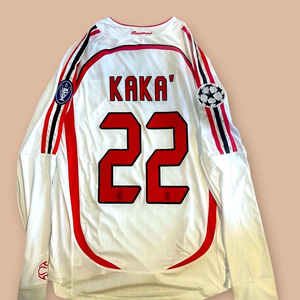 2006/07 ac Milan away champions league final kit. Kaka soccer football jersey.
